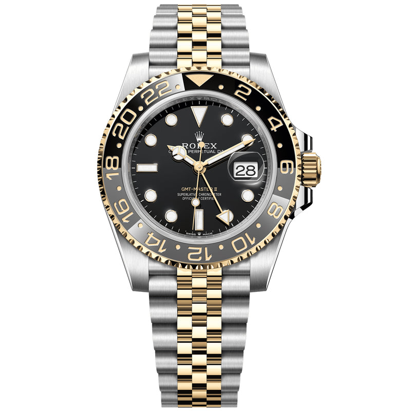 Rolex GMT-Master II 40mm Black Dial Oystersteel Yellow Gold Watch 126713GRNR