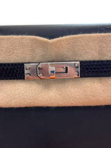 Hermes Kelly 25 Noir Lizard and Swift Touch Handbag with Palladium Hardware