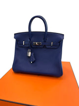 Hermes Birkin 25 Bleu Saphir Swift Leather Palladium Hardware Bag