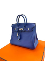 Hermes Birkin 25 Bleu Saphir Swift Leather Palladium Hardware Bag