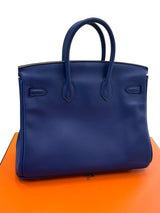 Hermes Birkin 25 Bleu Saphir Swift Leather Palladium Hardware Bag