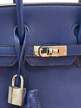 Hermes Birkin 25 Bleu Saphir Swift Leather Palladium Hardware Bag