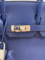 Hermes Birkin 25 Bleu Saphir Swift Leather Palladium Hardware Bag