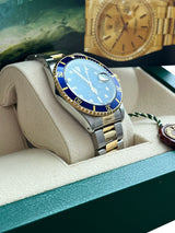 Rolex Submariner Date 40mm Blue Dial Two-Tone Gold Steel Automatic Watch 16613