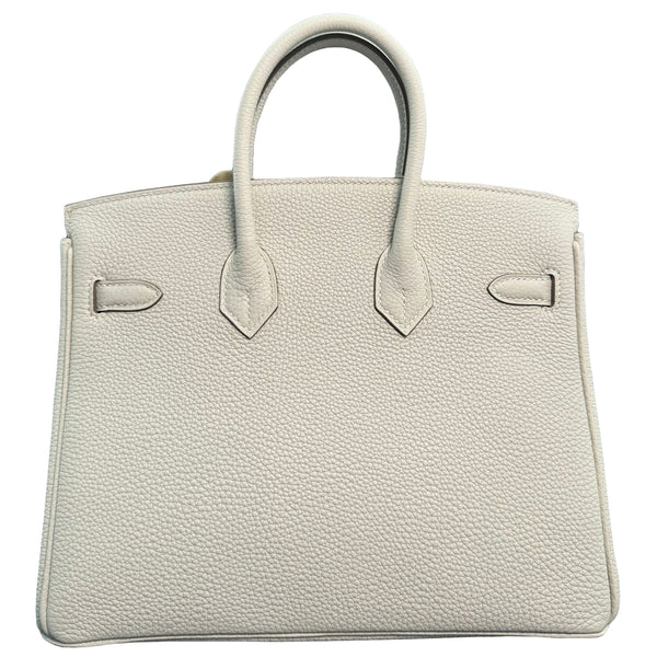 Hermes Birkin 25cm Togo Leather M4 Gris Pale Serial B With Gold Hardware Bag