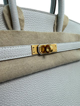 Hermes Birkin 25cm Togo Leather M4 Gris Pale Serial B With Gold Hardware Bag