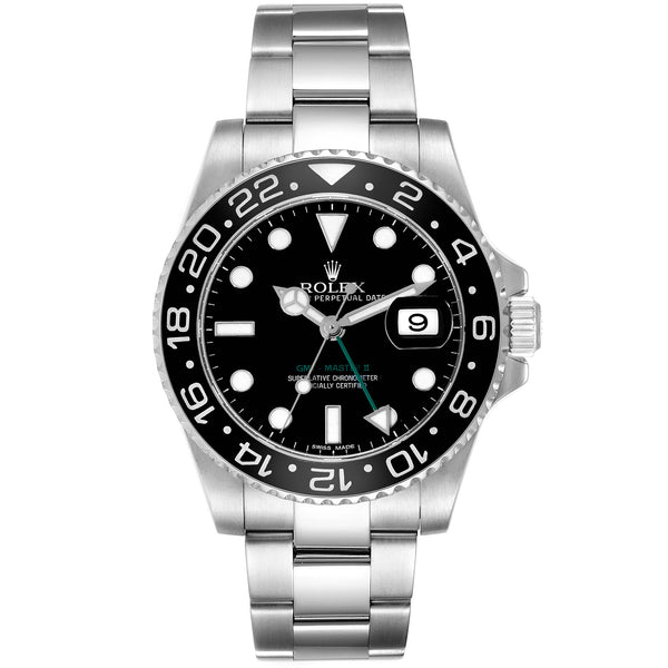 Rolex GMT-Master II 40 Black Ceramic Bezel Stainless Steel Oyster Watch 116710LN