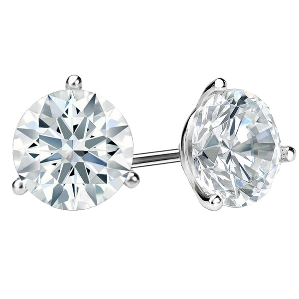 GIA 4ct Natural Round Diamond Stud Earrings 3-Prong Martini Setting VS1 Clarity