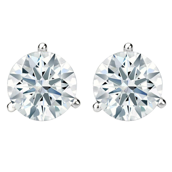 GIA 4ct Natural Round Diamond Stud Earrings 3-Prong Martini Setting VS1 Clarity