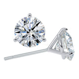 GIA 4ct Natural Round Diamond Stud Earrings 3-Prong Martini Setting VS1 Clarity