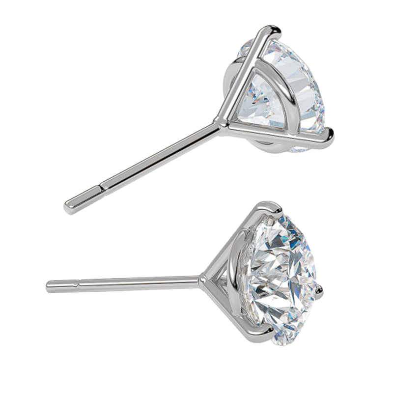 GIA 4ct Natural Round Diamond Stud Earrings 3-Prong Martini Setting VS1 Clarity