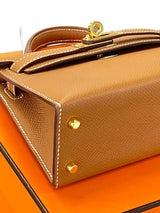 Hermes Kelly Mini Sellier Epsom Gold with Gold Hardware With Stickers Handbag