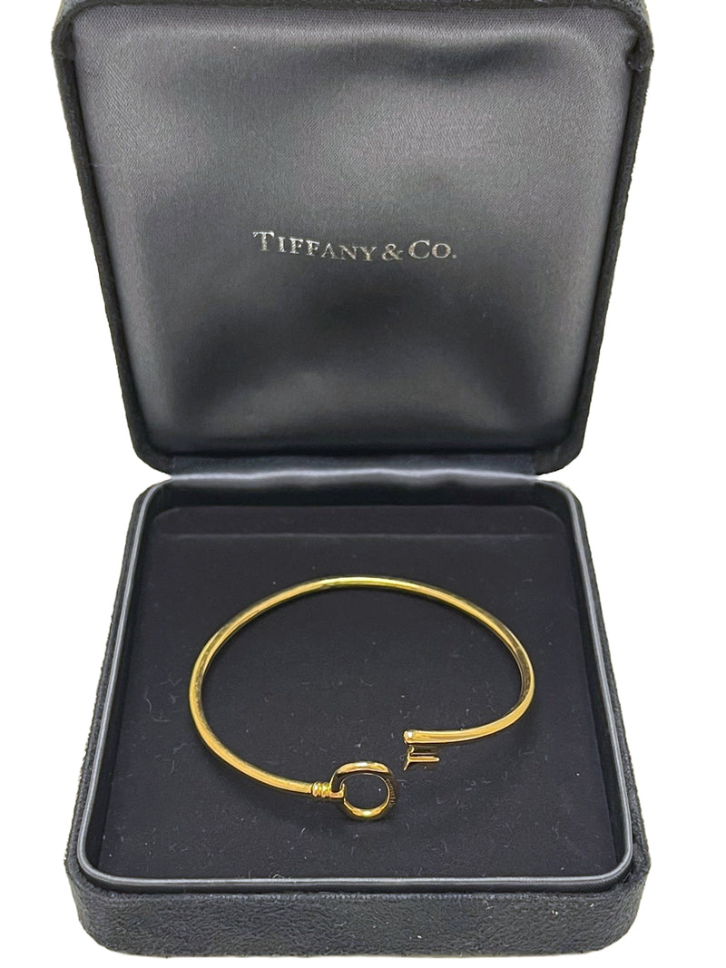 Tiffany & Co. Oval Key Wire Bracelet 18K Pink Gold Women's Bangle