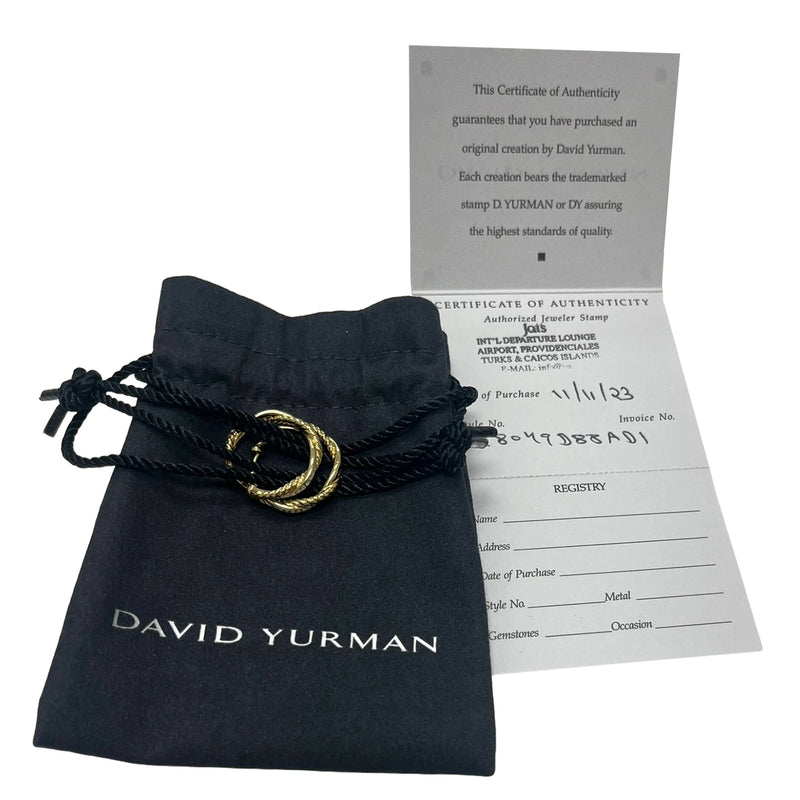 David Yurman Petite Infinity Hoop Earrings 17.3mm 18K Yellow Gold with Diamonds