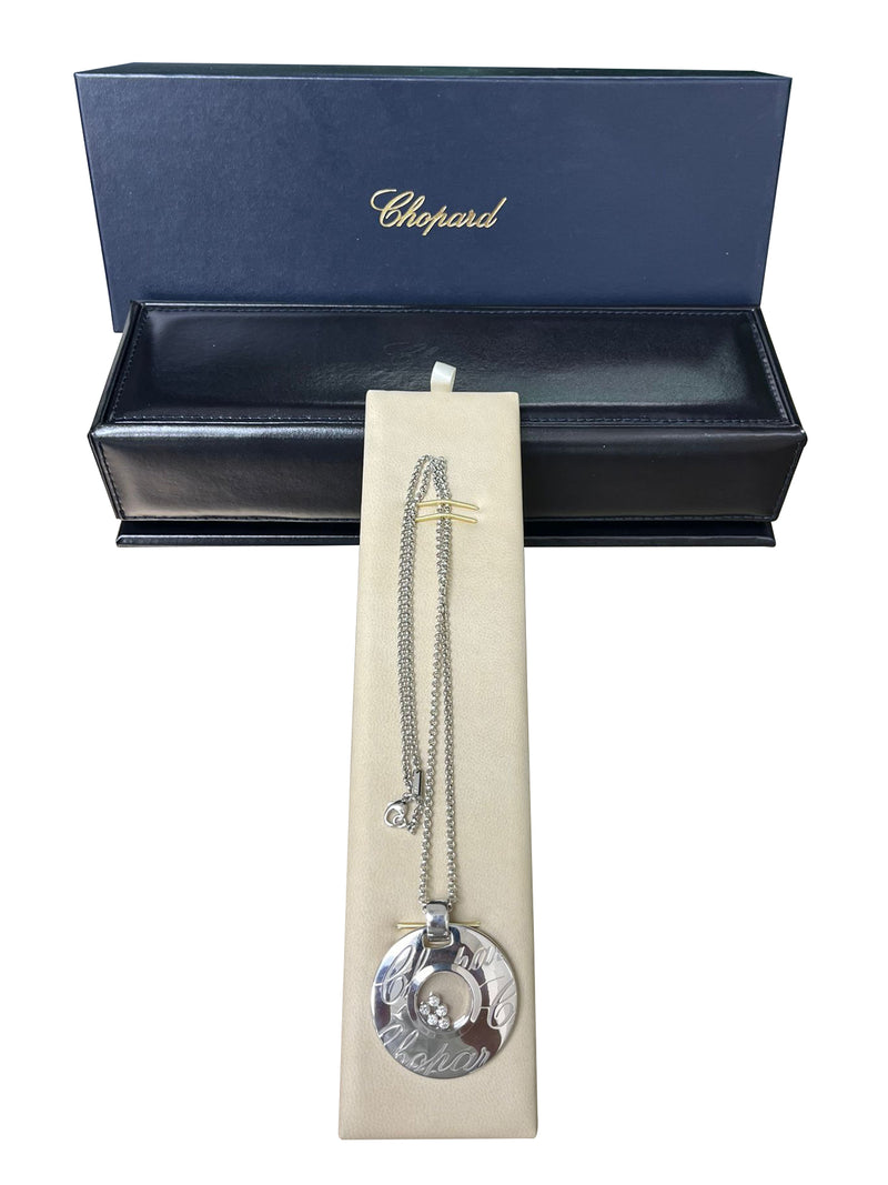 Chopard Happy Diamonds Signature Disc Necklace 18k White Gold with Round Diamond