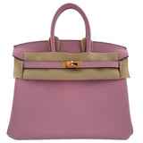 Hermes Birkin 25cm Mauve Sylvestre Swift Leather With Rose Gold Hardware Bag