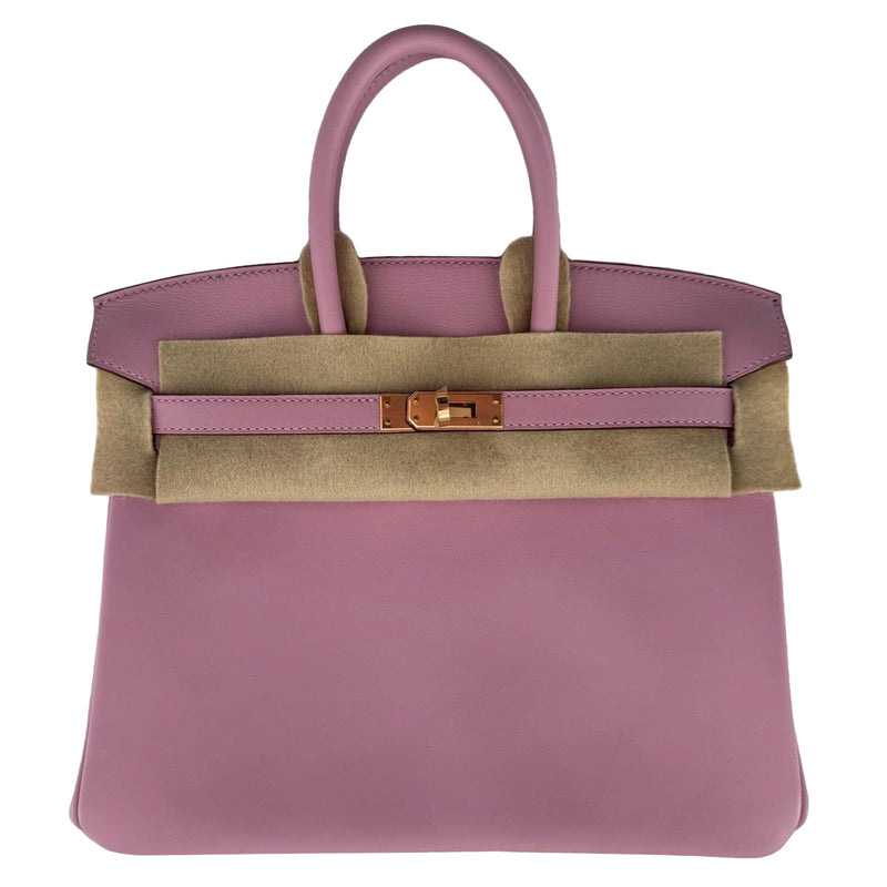 Hermes Birkin 25cm Mauve Sylvestre Swift Leather With Rose Gold Hardware Bag