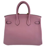 Hermes Birkin 25cm Mauve Sylvestre Swift Leather With Rose Gold Hardware Bag