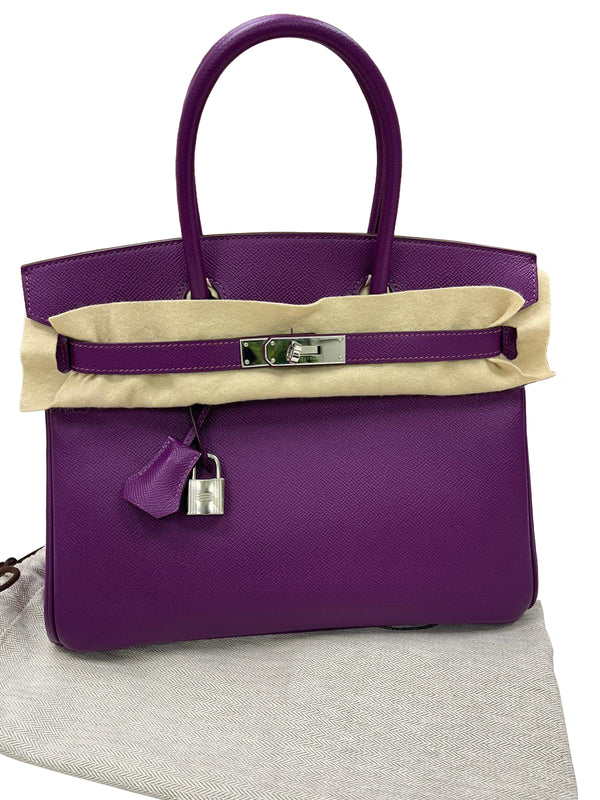 Hermes Birkin 30 Anemone Epsom Leather with Palladium Turn Lock and Hardware