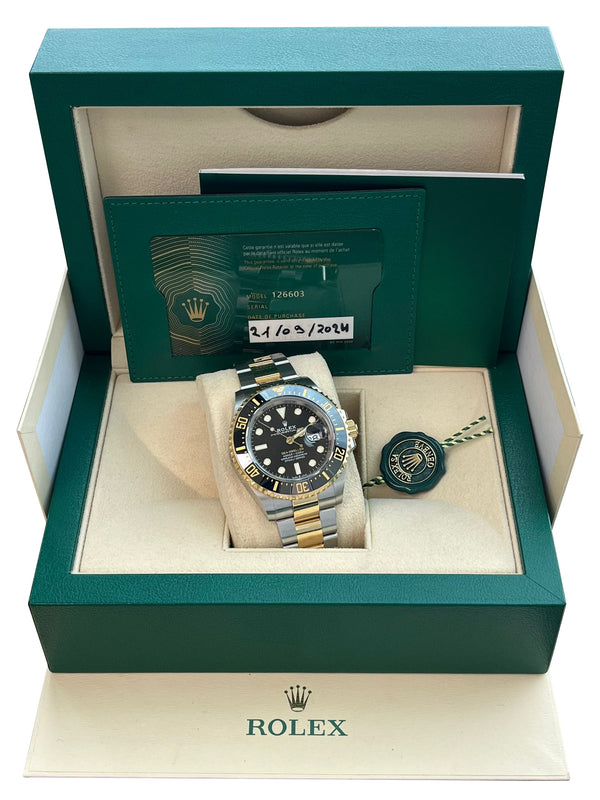 Rolex Sea-Dweller 43mm Two-Tone Yellow Gold Steel Black Dial Oyster Watch 126603