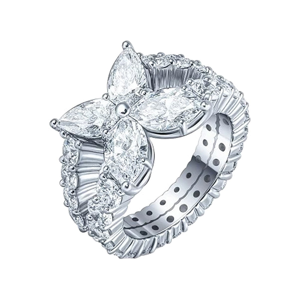 Harry Winston 6.31ct Marquise Diamond with Round Brilliant Diamond Platinum Ring