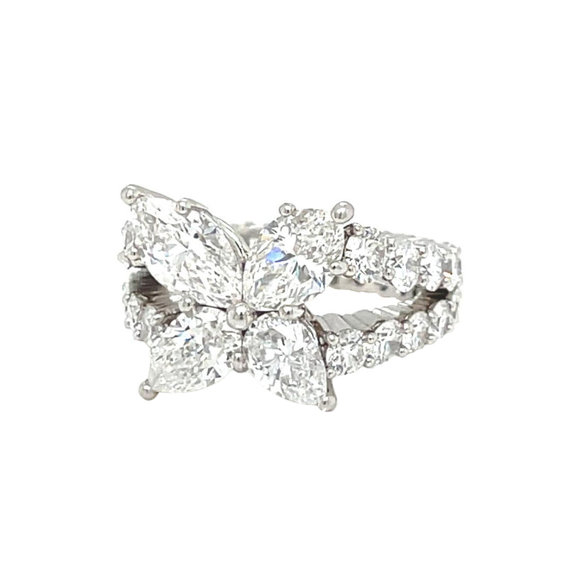 Harry Winston 6.31ct Marquise Diamond with Round Brilliant Diamond Platinum Ring