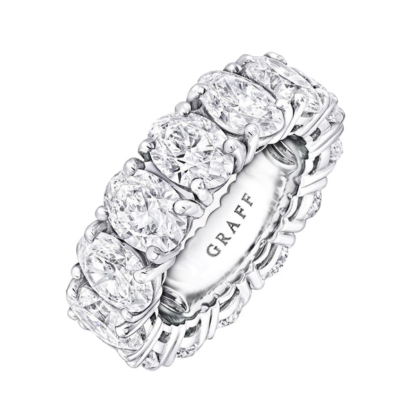 Graff 9.75ctw Oval Shape Diamonds Eternity Ring Band Claw-Set In Platinum