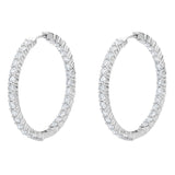 2.50 Carat Round Cut Natural Diamonds 18K White Gold Women's Hoop Earrings