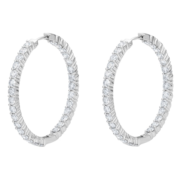 2.50 Carat Round Cut Natural Diamonds 18K White Gold Women's Hoop Earrings