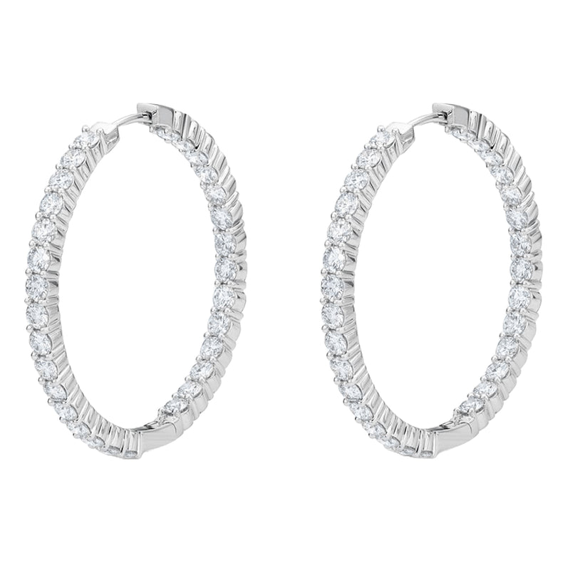 2.50 Carat Round Cut Natural Diamonds 18K White Gold Women's Hoop Earrings