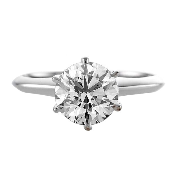 1.75ct GIA Round Diamond Tiffany Style Setting Engagement Ring 6-Prong Platinum