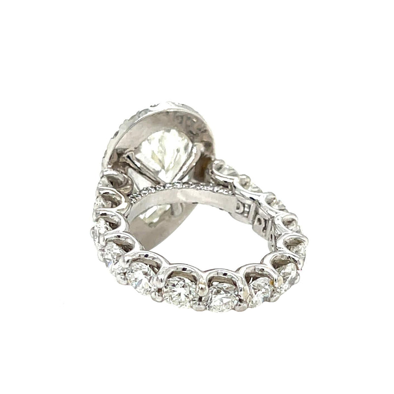 GIA 4.02ct Pear Shape Diamond Ring 3.50ct Round Diamonds 14K Gold Eternity Band