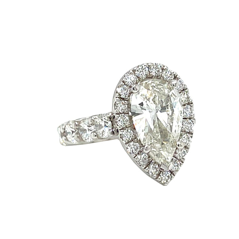 GIA 4.02ct Pear Shape Diamond Ring 3.50ct Round Diamonds 14K Gold Eternity Band