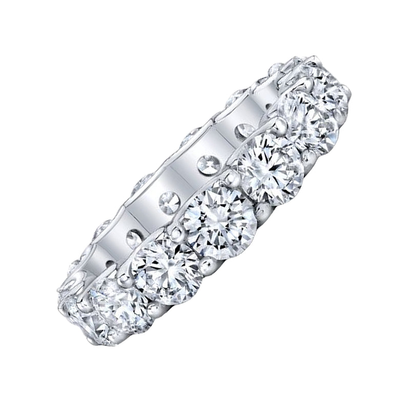 4.00 Carat Natural Round Cut Diamond U-Gallery Eternity Band Ring Si1 Clarity