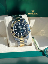 Rolex GMT-Master II Two-Tone Black Dial Ceramic Bezel 18K Gold Watch 116713LN