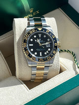 Rolex GMT-Master II Two-Tone Black Dial Ceramic Bezel 18K Gold Watch 116713LN