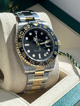 Rolex GMT-Master II Two-Tone Black Dial Ceramic Bezel 18K Gold Watch 116713LN