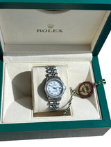 Rolex Lady-Datejust White Roman Dial Diamond Bezel White Gold Steel Watch 6917