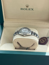 Rolex Lady-Datejust White Roman Dial Diamond Bezel White Gold Steel Watch 6917