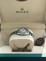 Rolex Lady-Datejust White Roman Dial Diamond Bezel White Gold Steel Watch 6917