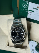 Rolex Datejust 41mm Fluted Bezel Black Dial Gold Steel Oyster Watch 126334