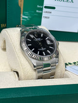 Rolex Datejust 41mm Fluted Bezel Black Dial Gold Steel Oyster Watch 126334