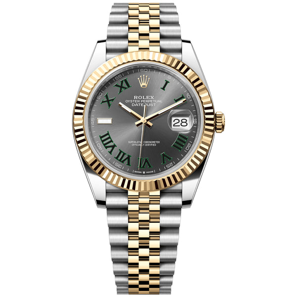 Rolex Datejust 41mm Wimbledon Dial Two-Tone Fluted Bezel Jubilee Watch 126333