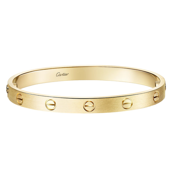 Cartier Love Bracelet Classic Model 18K Yellow Gold Brushed Finish Size 17