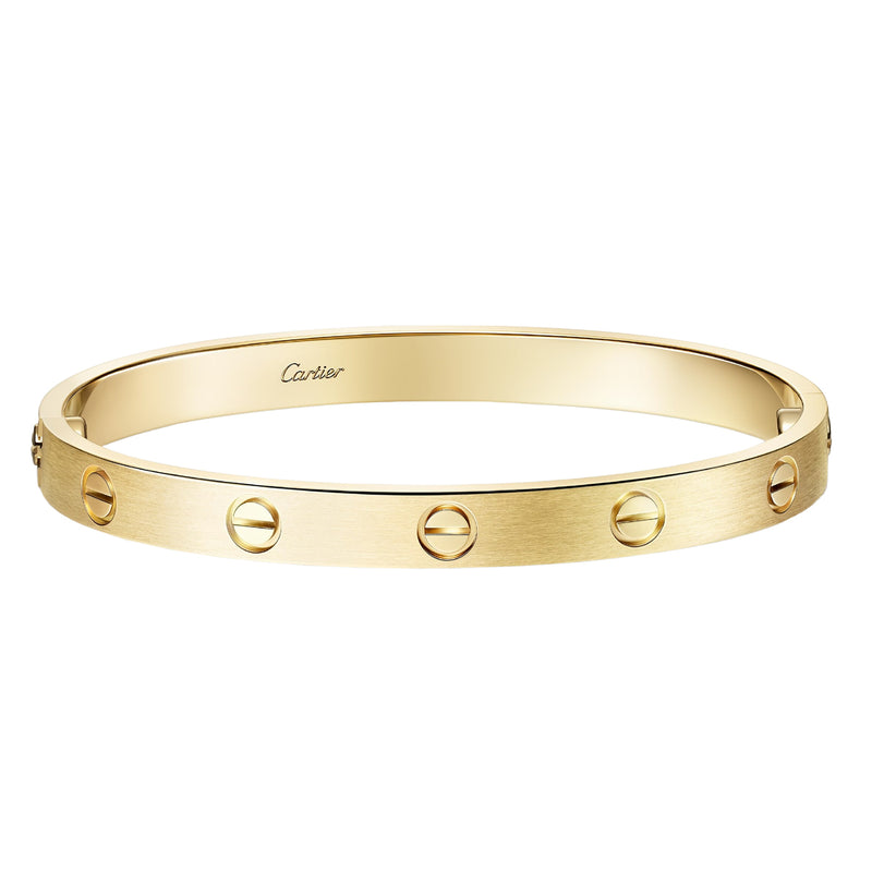 Cartier Love Bracelet Classic Model 18K Yellow Gold Brushed Finish Size 17