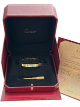 Cartier Love Bracelet Classic Model 18K Yellow Gold Brushed Finish Size 17