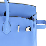 Hermes Swift Birkin 25 Bleu Paradis Calfskin Leather Palladium Hardware Handbag