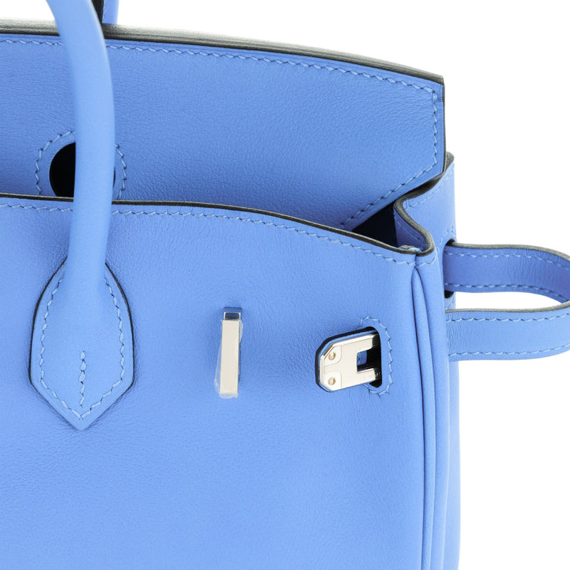 Hermes Swift Birkin 25 Bleu Paradis Calfskin Leather Palladium Hardware Handbag