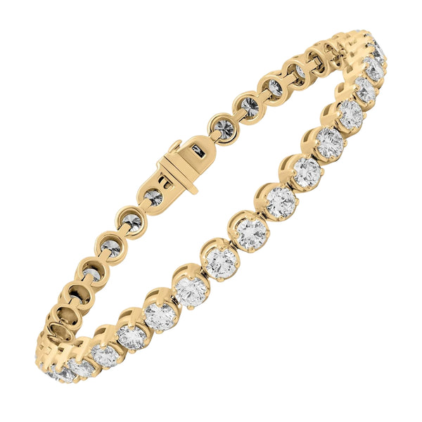 4ct Natural Diamond Tennis Bracelet 4-Prongs Setting 14K Yellow Gold Si1 Clarity