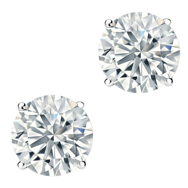 GIA 4.11ct Natural Round Brilliant Cut Diamond Earrings 4-Prong Basket Setting